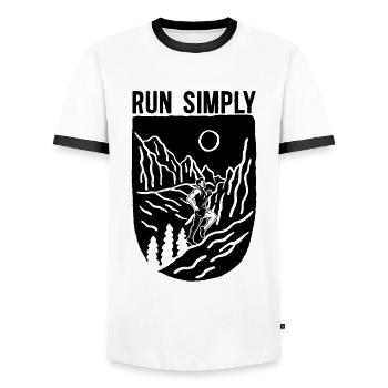 Run Simply Marathoner Ultra Running Trail Runner - T-shirt contrasté Homme - blanc/noir - Devant - AI Model Female 172 light (172cm) & AI Model Male 178 dark (178cm)