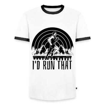 I'd Run That Trail Marathoner Running Trail Runner - Men's Ringer Shirt - white/black - Front - AI Model Female 172 light (172cm) & AI Model Male 178 dark (178cm)