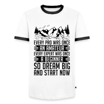 Chaque pro était autrefois des athlètes qui s’entraînaient Trail Runner - T-shirt contrasté Homme - blanc/noir - Devant - AI Model Female 172 light (172cm) & AI Model Male 178 dark (178cm)