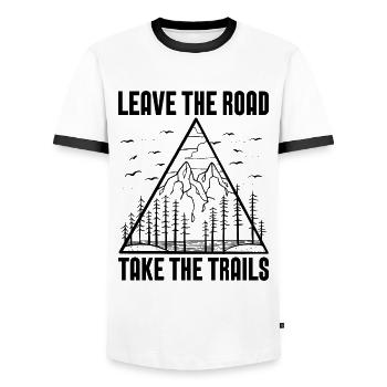 Leave The Road Take Marathoner Hiking Trail Runner - Men's Ringer Shirt - white/black - Front - AI Model Female 172 light (172cm) & AI Model Male 178 dark (178cm)