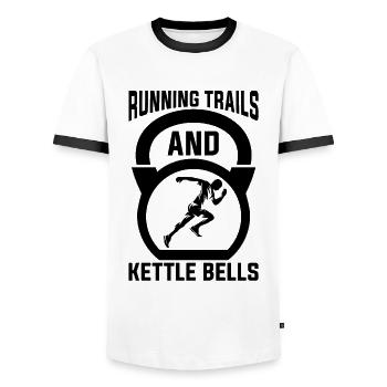Running Trails And Marathoner Trail Runner - Men's Ringer Shirt - white/black - Front - AI Model Female 172 light (172cm) & AI Model Male 178 dark (178cm)