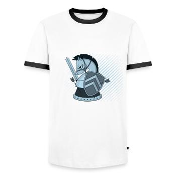 Échecs Réfléchissez bien - T-shirt contrasté Homme - blanc/noir - Devant - AI Model Female 172 light (172cm) & AI Model Male 178 dark (178cm)