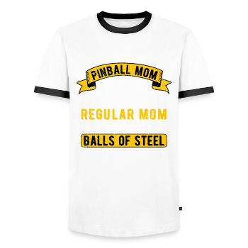 Pinball Pinball Player Mother - Men's Ringer Shirt - white/black - Front - AI Model Female 172 light (172cm) & AI Model Male 178 dark (178cm)