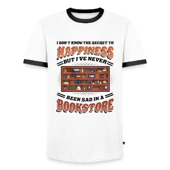 Bookseller, librarian, book lover - Men's Ringer Shirt - white/black - Front - AI Model Female 172 light (172cm) & AI Model Male 178 dark (178cm)