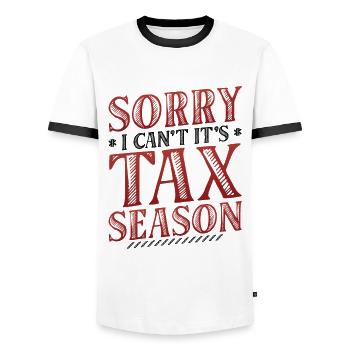 Tut Mir Leid, Ich Kann Nicht, Es Ist Steuersaison - Männer Kontrast-T-Shirt - Weiß/Schwarz - Vorne - AI Model Female 172 light (172cm) & AI Model Male 178 dark (178cm)