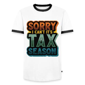 Tut Mir Leid, Ich Kann Nicht, Es Ist Steuersaison - Männer Kontrast-T-Shirt - Weiß/Schwarz - Vorne - AI Model Female 172 light (172cm) & AI Model Male 178 dark (178cm)