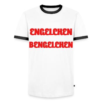 Engelchen Bengelchen Witz Bengel Engel - Männer Kontrast-T-Shirt - Weiß/Schwarz - Vorne - AI Model Female 172 light (172cm) & AI Model Male 178 dark (178cm)