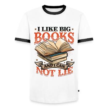 J’aime les gros livres et je ne peux pas mentir - T-shirt contrasté Homme - blanc/noir - Devant - AI Model Female 172 light (172cm) & AI Model Male 178 dark (178cm)