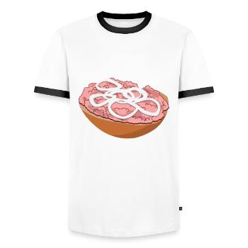 Mettbrötchen Gourmet Mettigel Mett - Männer Kontrast-T-Shirt - Weiß/Schwarz - Vorne - AI Model Female 172 light (172cm) & AI Model Male 178 dark (178cm)
