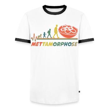Mettbrötchen Hackfleisch Mett - Männer Kontrast-T-Shirt - Weiß/Schwarz - Vorne - AI Model Female 172 light (172cm) & AI Model Male 178 dark (178cm)