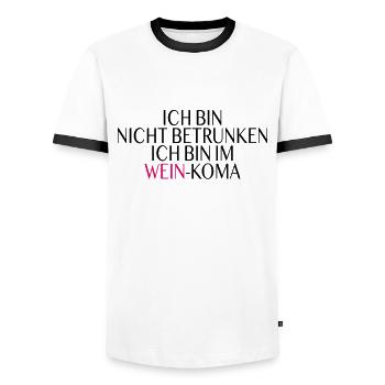 Wein Koma Spruch - Männer Kontrast-T-Shirt - Weiß/Schwarz - Vorne - AI Model Female 172 light (172cm) & AI Model Male 178 dark (178cm)