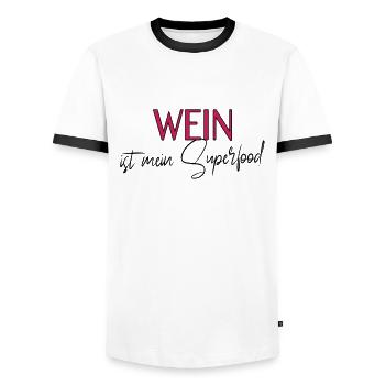cooler Wein Spruch - Männer Kontrast-T-Shirt - Weiß/Schwarz - Vorne - AI Model Female 172 light (172cm) & AI Model Male 178 dark (178cm)