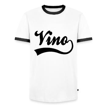 Wein Vino Schriftzug - Männer Kontrast-T-Shirt - Weiß/Schwarz - Vorne - AI Model Female 172 light (172cm) & AI Model Male 178 dark (178cm)