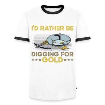 Digging for Gold - Men's Ringer Shirt - white/black - Front - AI Model Female 172 light (172cm) & AI Model Male 178 dark (178cm)