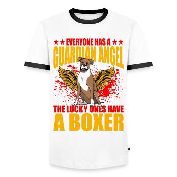 Everyone has a guardian Angel Boxer - Männer Kontrast-T-Shirt - Weiß/Schwarz - Vorne - AI Model Female 172 light (172cm) & AI Model Male 178 dark (178cm)