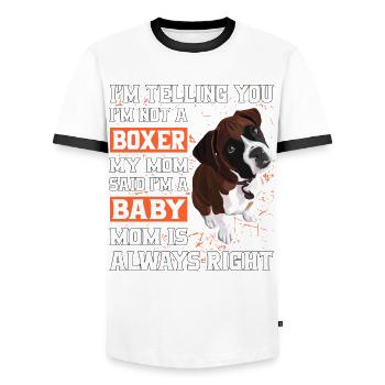 Boxer Baby Boxer Mom - Men's Ringer Shirt - white/black - Front - AI Model Female 172 light (172cm) & AI Model Male 178 dark (178cm)
