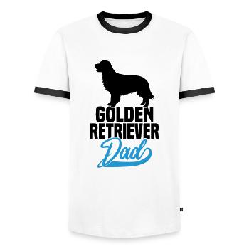 Papa Golden Retriever - T-shirt contrasté Homme - blanc/noir - Devant - AI Model Female 172 light (172cm) & AI Model Male 178 dark (178cm)