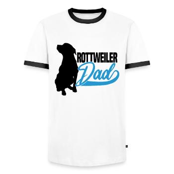 Papa Rottweiler - T-shirt contrasté Homme - blanc/noir - Devant - AI Model Female 172 light (172cm) & AI Model Male 178 dark (178cm)