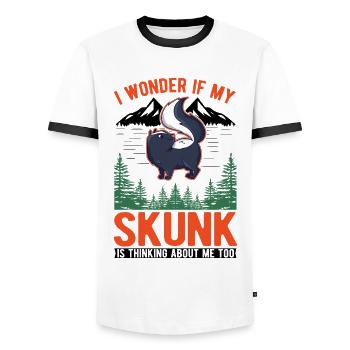 Stinktier Liebhaber - Männer Kontrast-T-Shirt - Weiß/Schwarz - Vorne - AI Model Female 172 light (172cm) & AI Model Male 178 dark (178cm)