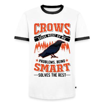 Crow Raven Crow Crow Husbandry Crow Breeder - Men's Ringer Shirt - white/black - Front - AI Model Female 172 light (172cm) & AI Model Male 178 dark (178cm)