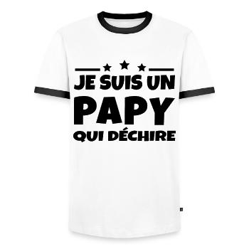 Je suis un papy qui déchire - T-shirt contrasté Homme - blanc/noir - Devant - AI Model Female 172 light (172cm) & AI Model Male 178 dark (178cm)
