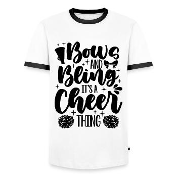 Bows And Bling It’s A Cheer Squad Cheerleader - T-shirt contrasté Homme - blanc/noir - Devant - AI Model Female 172 light (172cm) & AI Model Male 178 dark (178cm)