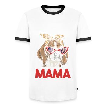 Hund Beagle Mama - Männer Kontrast-T-Shirt - Weiß/Schwarz - Vorne - AI Model Female 172 light (172cm) & AI Model Male 178 dark (178cm)