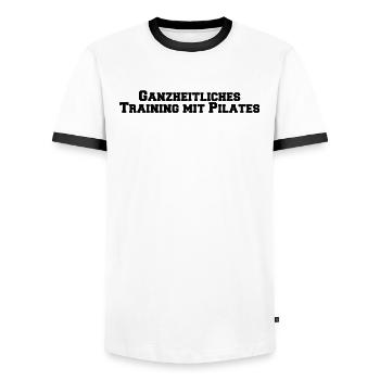 Pilates - Ganzheitliches Training mit Pilates - Männer Kontrast-T-Shirt - Weiß/Schwarz - Vorne - AI Model Female 172 light (172cm) & AI Model Male 178 dark (178cm)