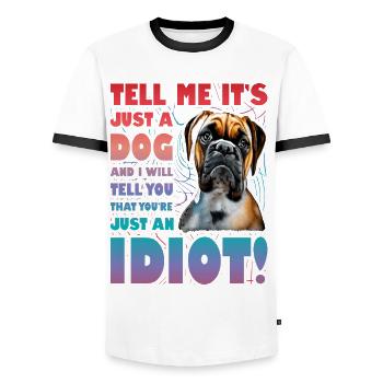 Boxer Lustiger Spruch - Männer Kontrast-T-Shirt - Weiß/Schwarz - Vorne - AI Model Female 172 light (172cm) & AI Model Male 178 dark (178cm)