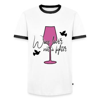 Wein Frieden Spruch - Männer Kontrast-T-Shirt - Weiß/Schwarz - Vorne - AI Model Female 172 light (172cm) & AI Model Male 178 dark (178cm)