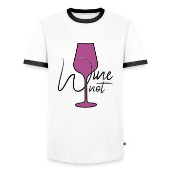lustiger Wein Spruch - Männer Kontrast-T-Shirt - Weiß/Schwarz - Vorne - AI Model Female 172 light (172cm) & AI Model Male 178 dark (178cm)