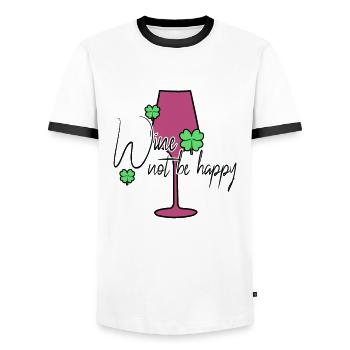 Wein Glück Spruch - Männer Kontrast-T-Shirt - Weiß/Schwarz - Vorne - AI Model Female 172 light (172cm) & AI Model Male 178 dark (178cm)