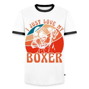 I just love my Boxer - Männer Kontrast-T-Shirt - Weiß/Schwarz - Vorne - AI Model Female 172 light (172cm) & AI Model Male 178 dark (178cm)