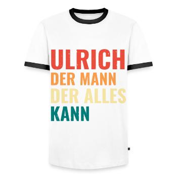 Ulrich Der Mann Der Alles Kann Vorname Ulrich - Männer Kontrast-T-Shirt - Weiß/Schwarz - Vorne - AI Model Female 172 light (172cm) & AI Model Male 178 dark (178cm)