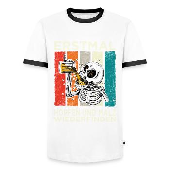 Erstmal Hopfen und Malz Wiederfinden Skelett Bier - Männer Kontrast-T-Shirt - Weiß/Schwarz - Vorne - AI Model Female 172 light (172cm) & AI Model Male 178 dark (178cm)