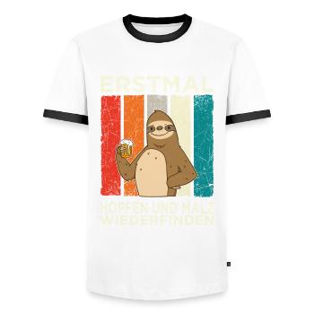 Erstmal Hopfen und Malz Wiederfinden Faultier Bier - Männer Kontrast-T-Shirt - Weiß/Schwarz - Vorne - AI Model Female 172 light (172cm) & AI Model Male 178 dark (178cm)