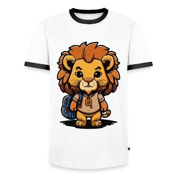 Cute lion for Kita & Schule Kitakind Schulkind - Men's Ringer Shirt - white/black - Front - AI Model Female 172 light (172cm) & AI Model Male 178 dark (178cm)