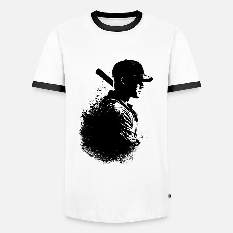 Baseball Player Silhouette - Men's Ringer Shirt - white/black
