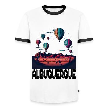 Albuquerque Ballon New Mexico Heißluftballon - Männer Kontrast-T-Shirt - Weiß/Schwarz - Vorne - AI Model Female 172 light (172cm) & AI Model Male 178 dark (178cm)