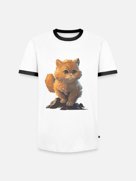 Dessin de chat mignon - T-shirt contrasté Homme - blanc/noir