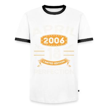 17th birthday man April Born 2006 Legendary - Men's Ringer Shirt - white/black - Front - AI Model Female 172 light (172cm) & AI Model Male 178 dark (178cm)