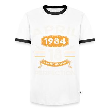 39ème Anniversaire Homme Avril Vintage 1984 Légendaire - T-shirt contrasté Homme - blanc/noir - Devant - AI Model Female 172 light (172cm) & AI Model Male 178 dark (178cm)