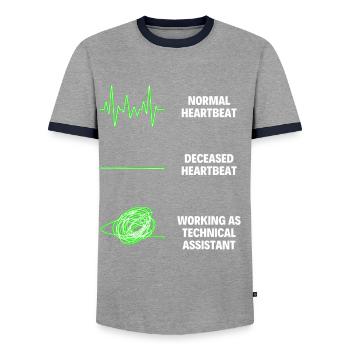 Technical Assistant Jobs Funny Technical Assistant - Men's Ringer Shirt - grey/navy  - Front - AI Model Female 172 light (172cm) & AI Model Male 178 light (178cm)
