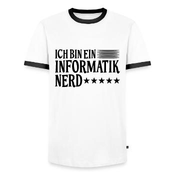 Informatik Nerd Spruch - Männer Kontrast-T-Shirt - Weiß/Schwarz - Vorne - AI Model Female 172 light (172cm) & AI Model Male 178 dark (178cm)