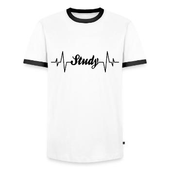 Studieren Herzschlag - Männer Kontrast-T-Shirt - Weiß/Schwarz - Vorne - AI Model Female 172 light (172cm) & AI Model Male 178 dark (178cm)