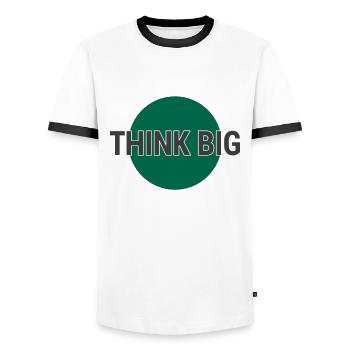 Think big think big - Men's Ringer Shirt - white/black - Front - AI Model Female 172 light (172cm) & AI Model Male 178 dark (178cm)