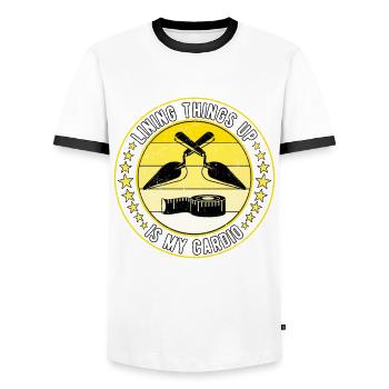Bodenleger Fliesenleger Estrichleger - Männer Kontrast-T-Shirt - Weiß/Schwarz - Vorne - AI Model Female 172 light (172cm) & AI Model Male 178 dark (178cm)