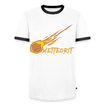 Mettbrötchen Meteorit Hackfleisch Mett - Männer Kontrast-T-Shirt - Weiß/Schwarz - Vorne - AI Model Female 172 light (172cm) & AI Model Male 178 dark (178cm)