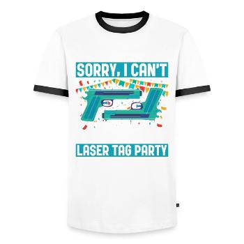 Laser-tag-geburtstagsparty-design Für - T-shirt contrasté Homme - blanc/noir - Devant - AI Model Female 172 light (172cm) & AI Model Male 178 dark (178cm)