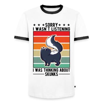 Cadeau Skunk - T-shirt contrasté Homme - blanc/noir - Devant - AI Model Female 172 light (172cm) & AI Model Male 178 dark (178cm)